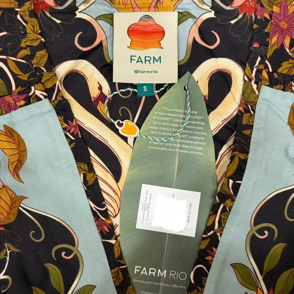 FARM Rio Flowing Beauty Mini Dress, Light Blue/Black/Red, NWT π§π· - Picture 14 of 16